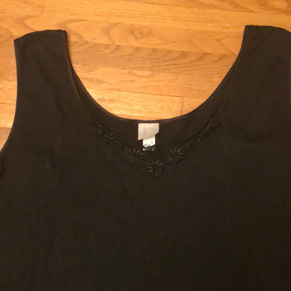 Blush Black cotton sleeveless top with lace insert - Picture 6 of 6